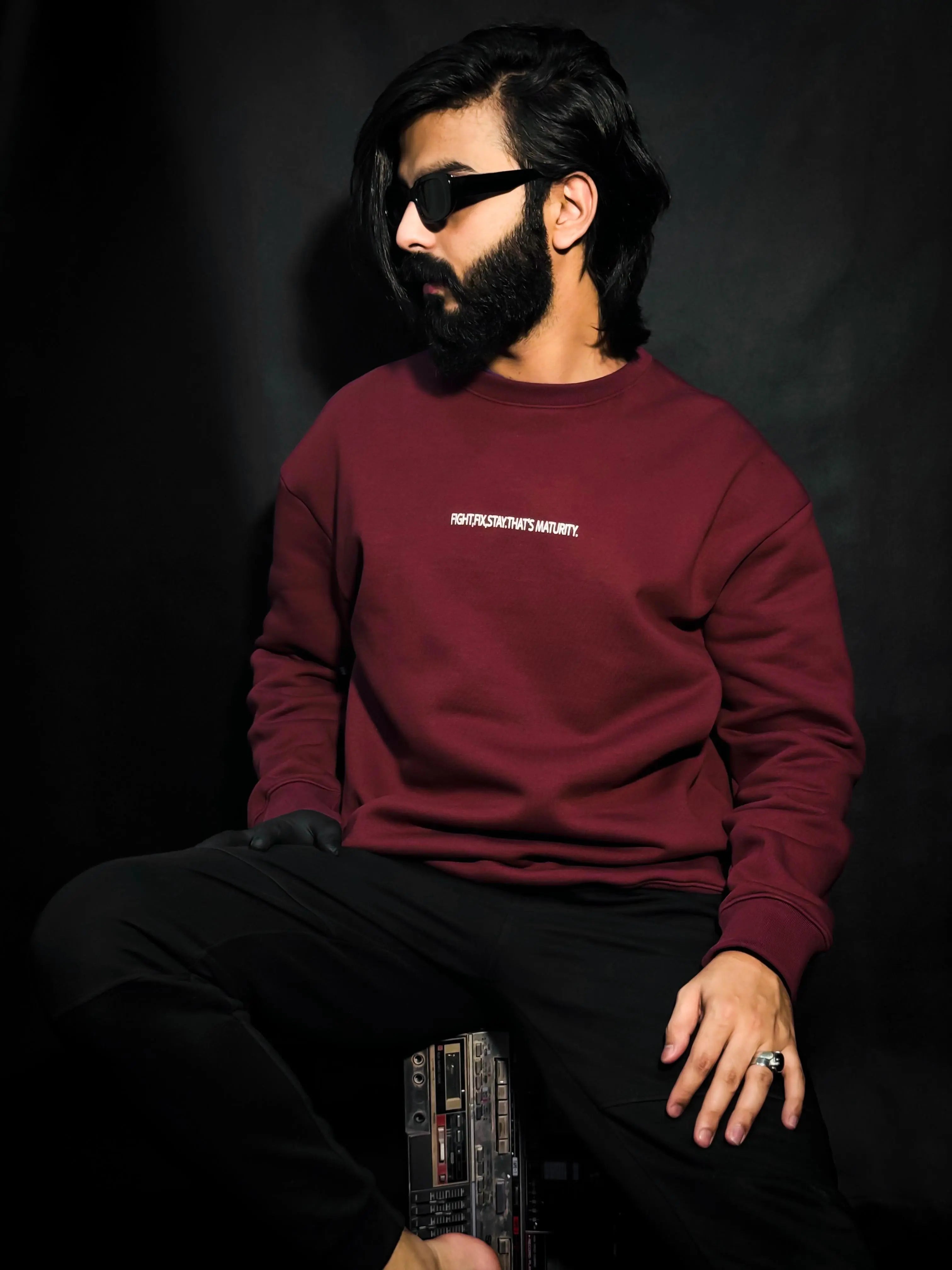 Oversized Maroon Sweatshirt - ABUMZA