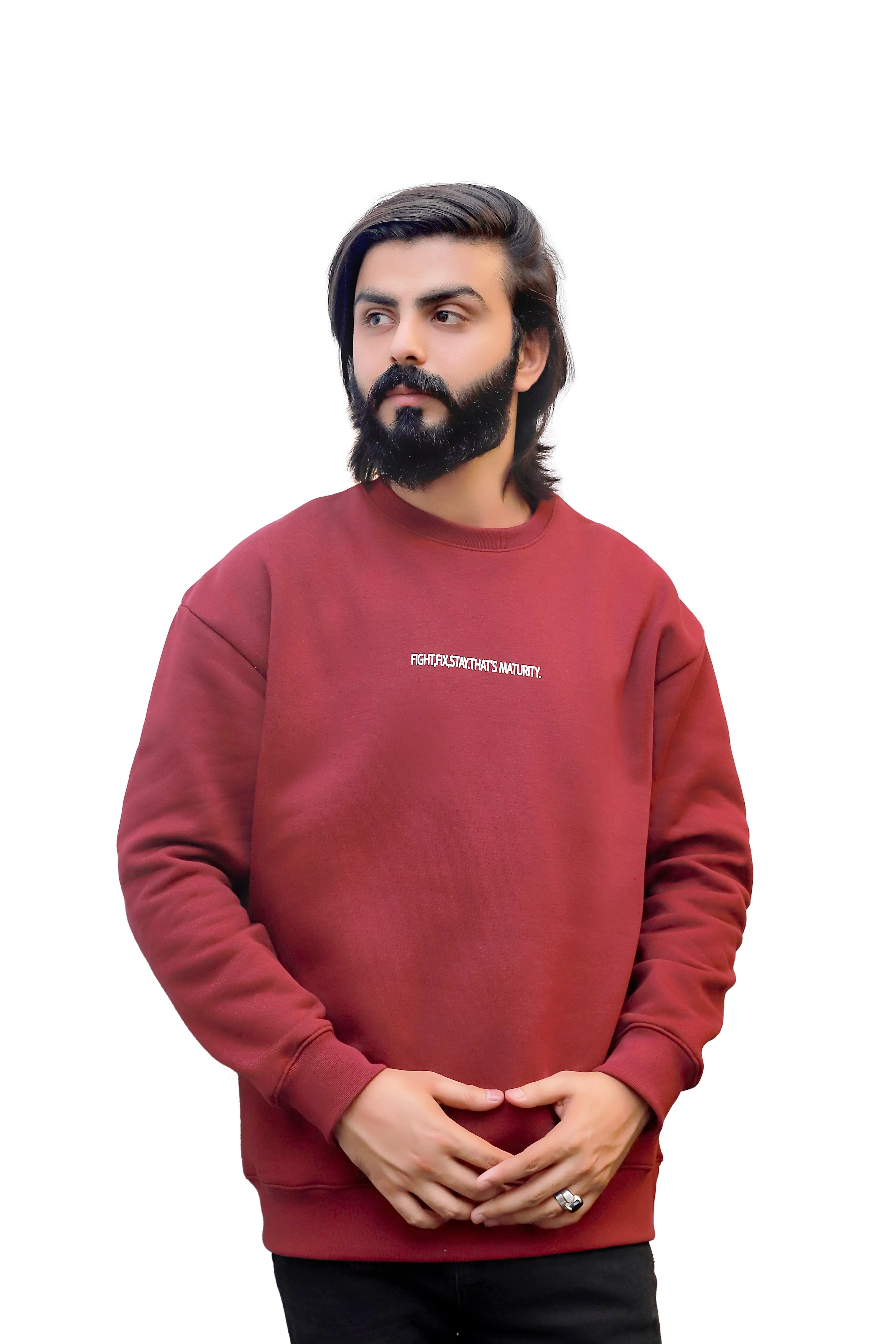 Oversized Maroon Sweatshirt - ABUMZA